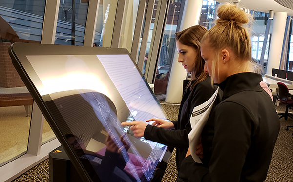 students working with the table