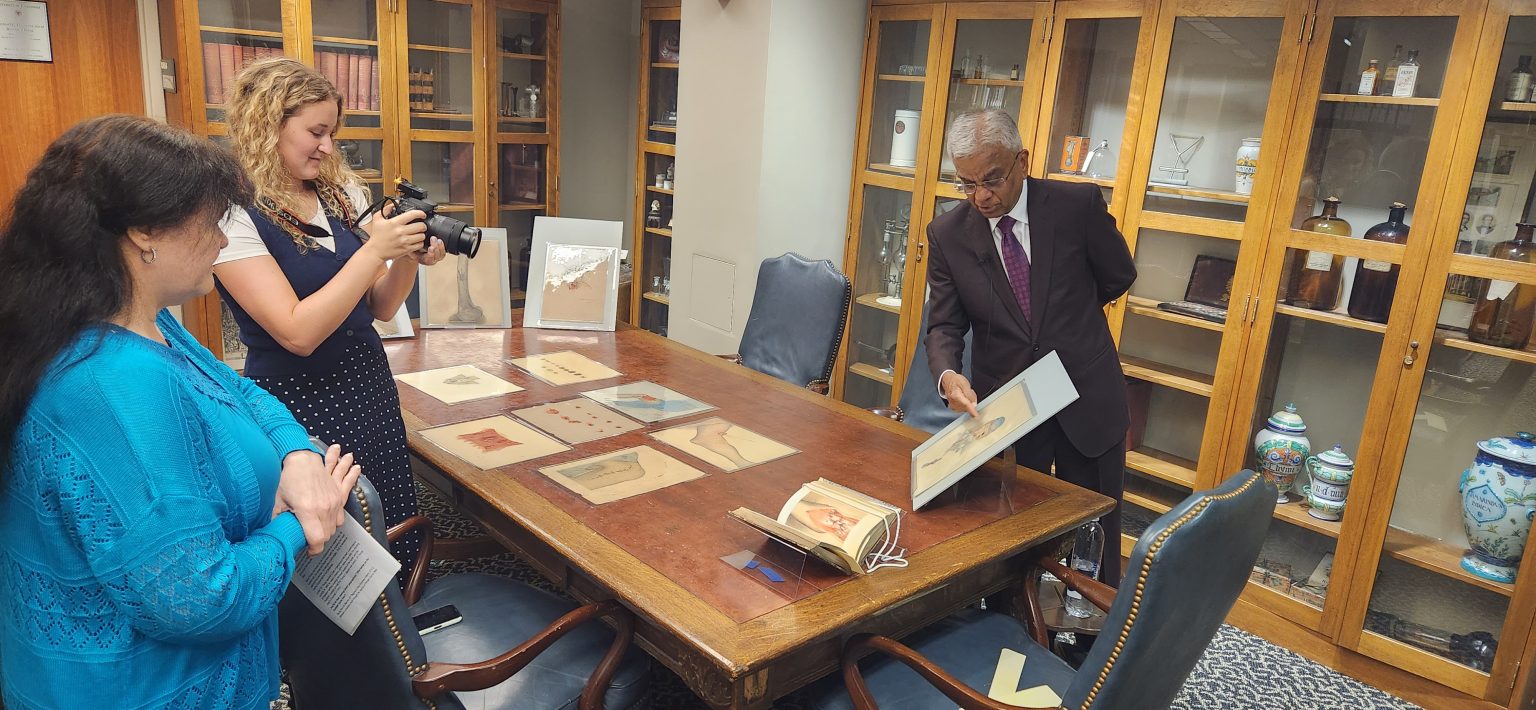 reviewing materials in the Winkler Center