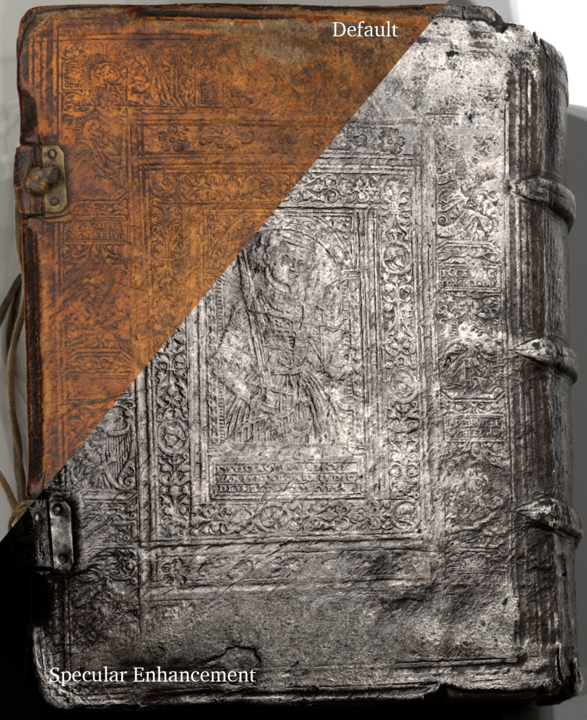 This is a composite of two RTI generated images, default mode and specular enhancement mode.