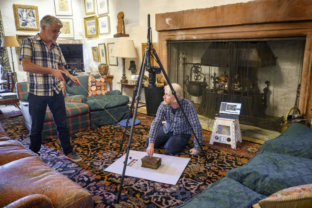 Image of Iain and John carrying out the RTI capture session in Dunderave castle.