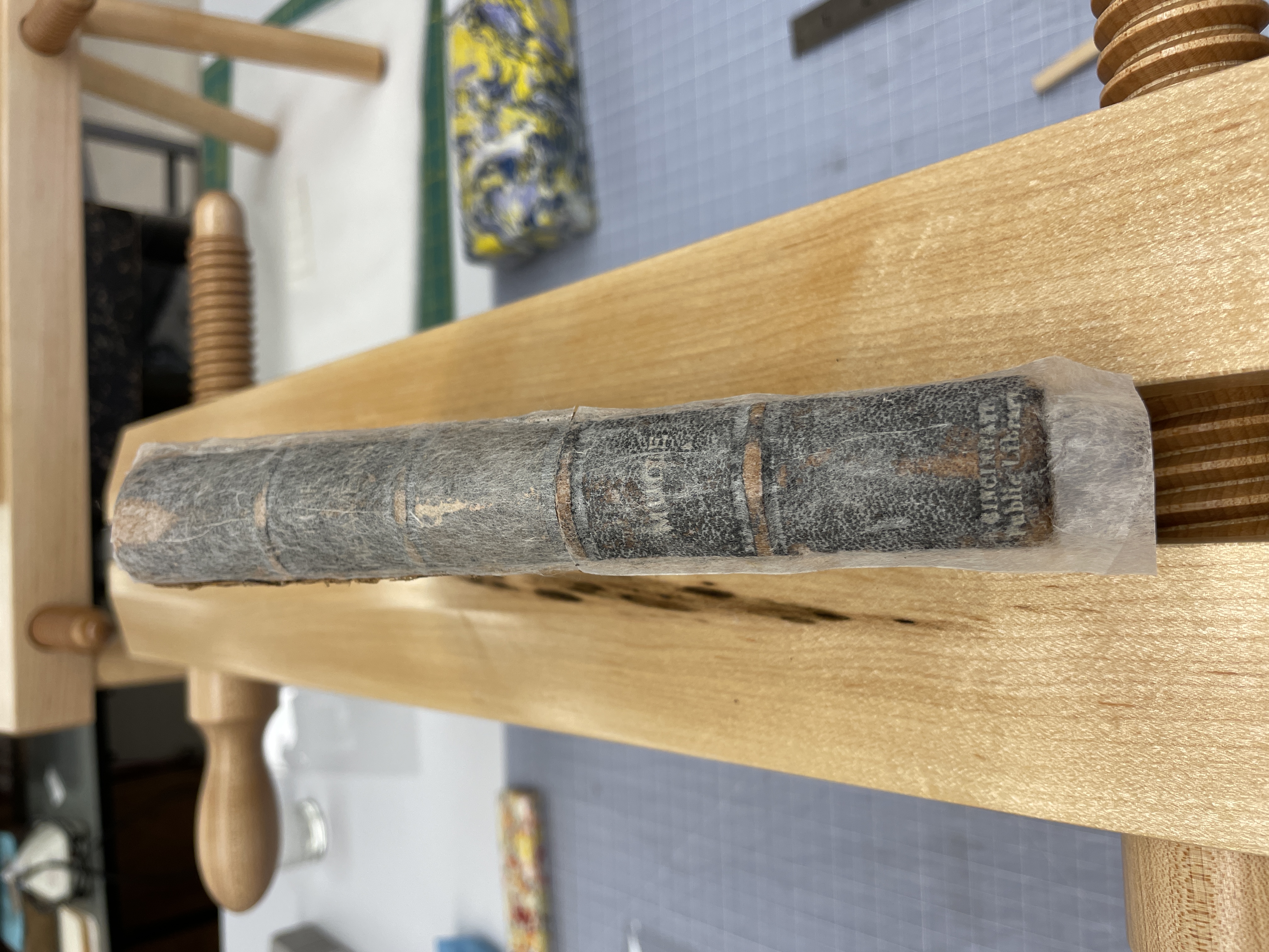 leather book with facing attached