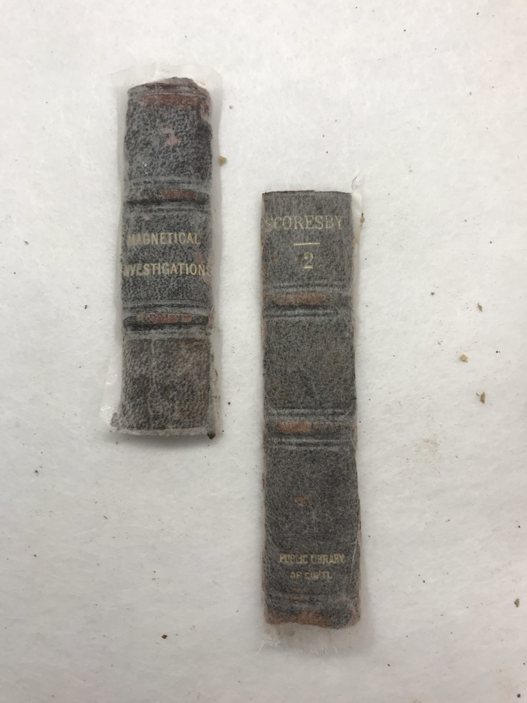 Leather spine removed and facing intact