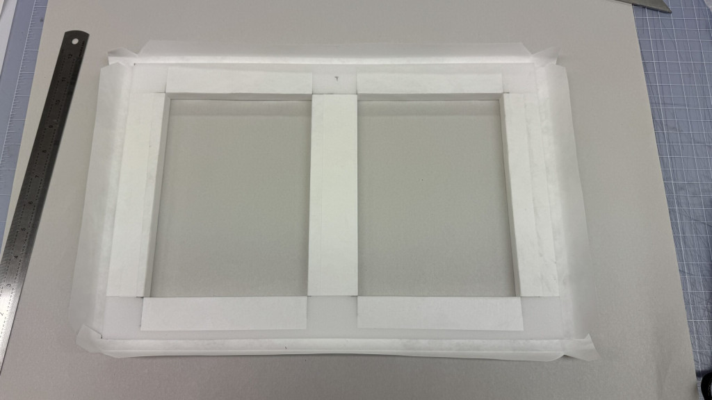 Foam insert being covered in Tyvek