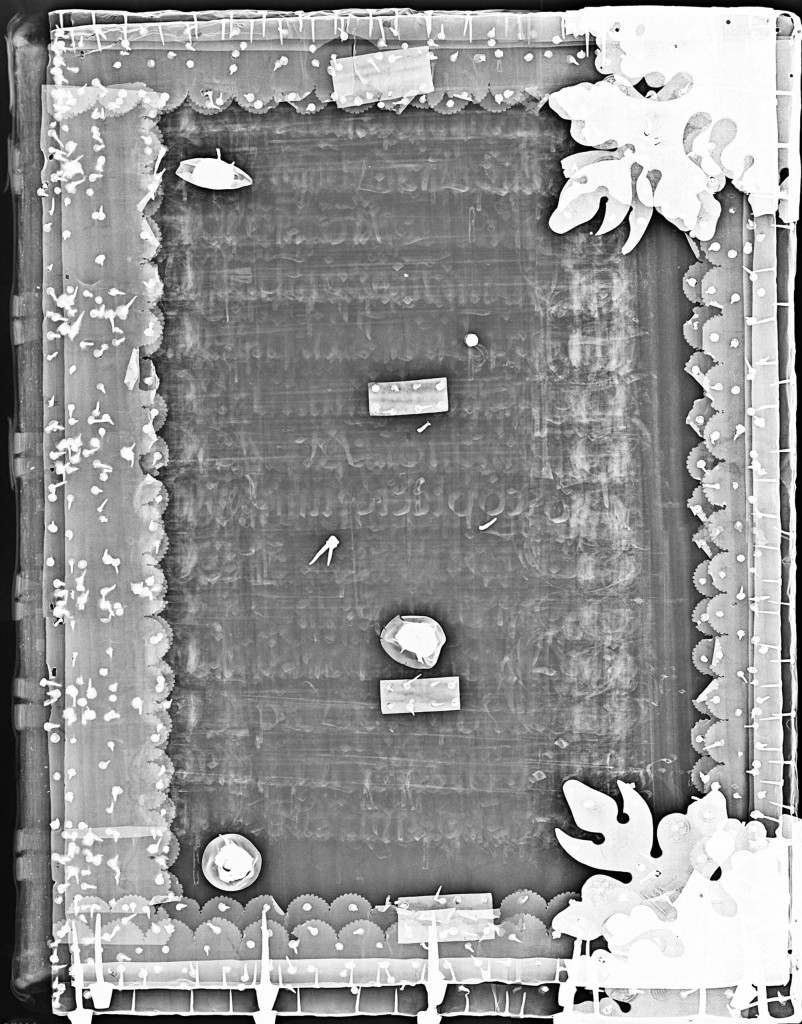 X-ray image of an oversized medieval book