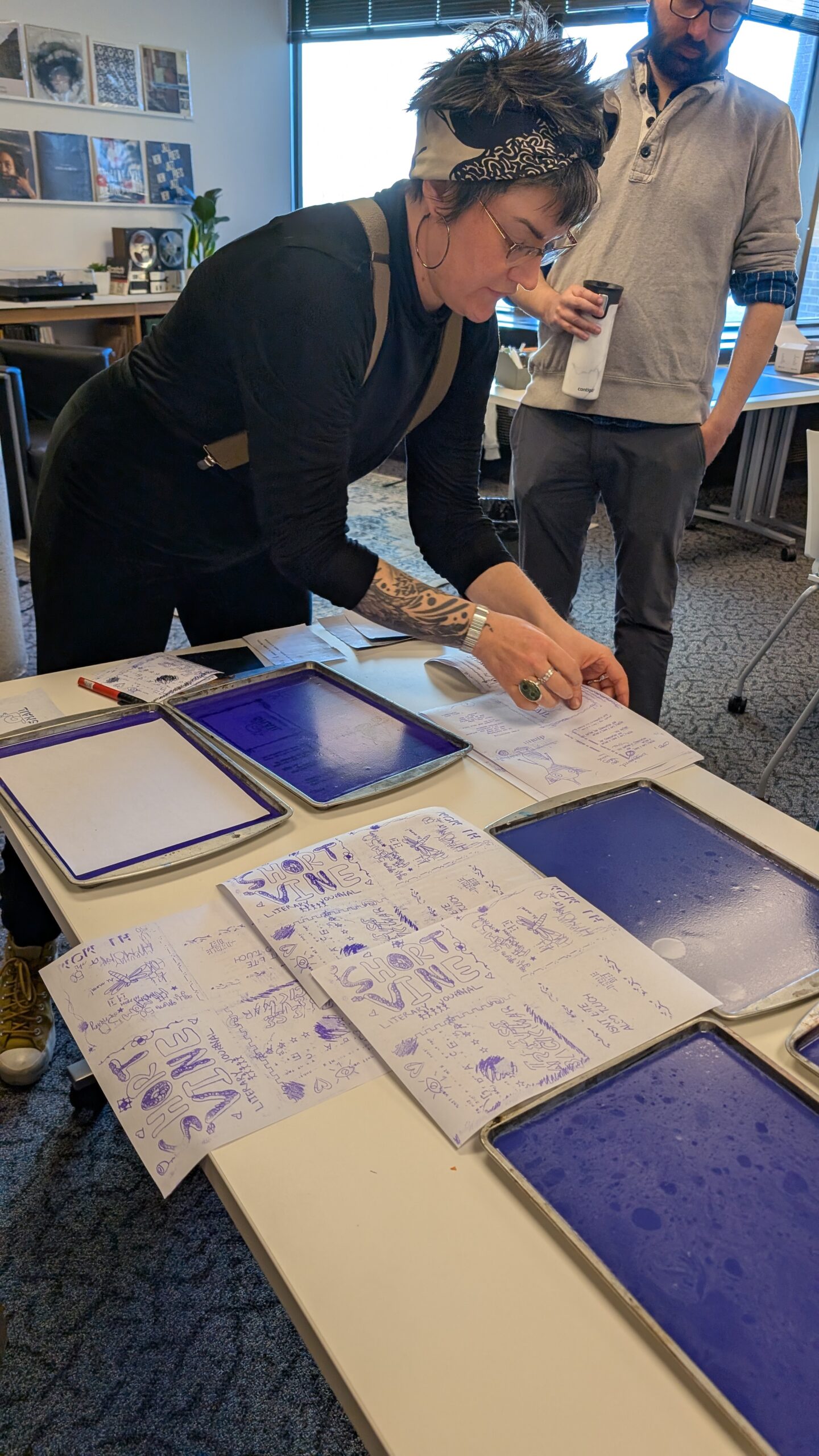 Image of gelatin plates stained purple by the dye used to make the hectograph copies.