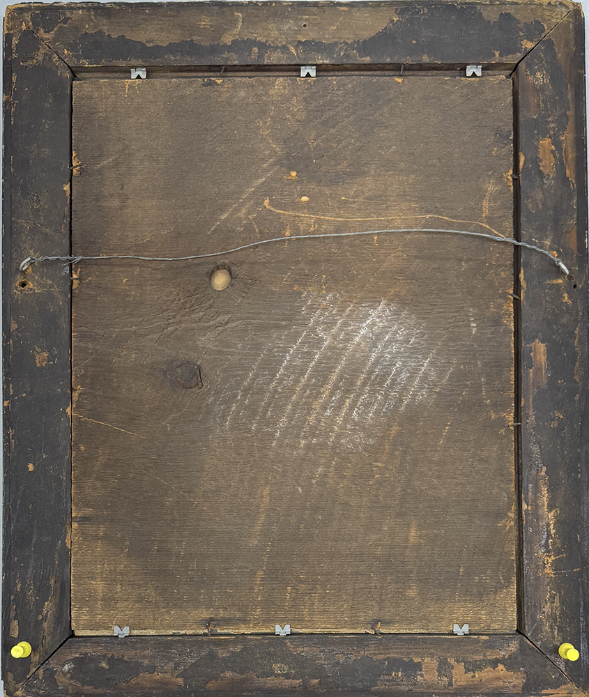 The back of the wooden frame