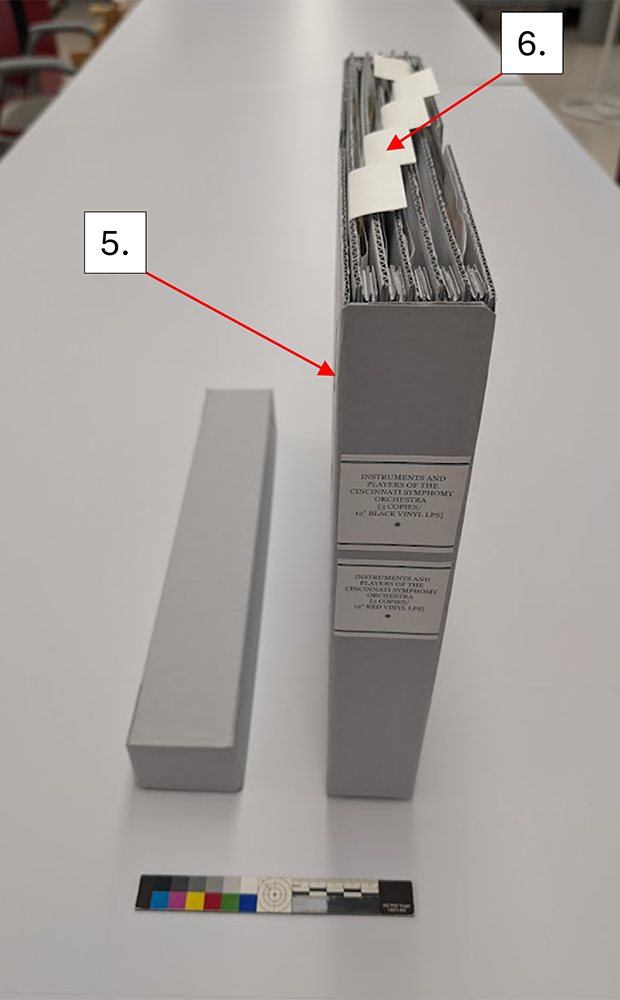 Assembly of the box with various trays with tabs which allow for easy removal from the enclosure. Components are numbered in the photo.