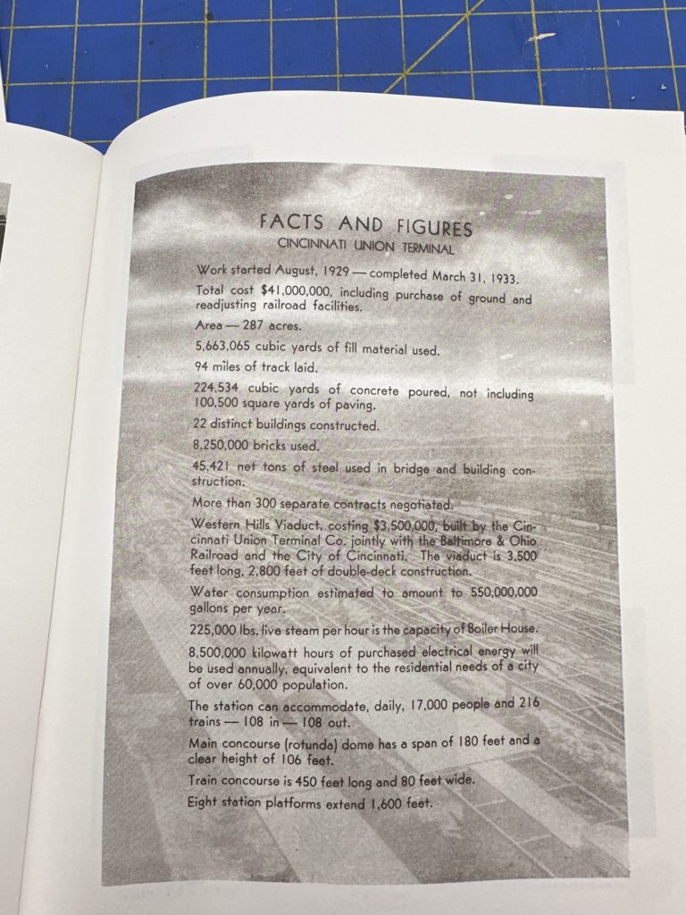 Page from a book about Cincinnati which reads "Facts and Figures".