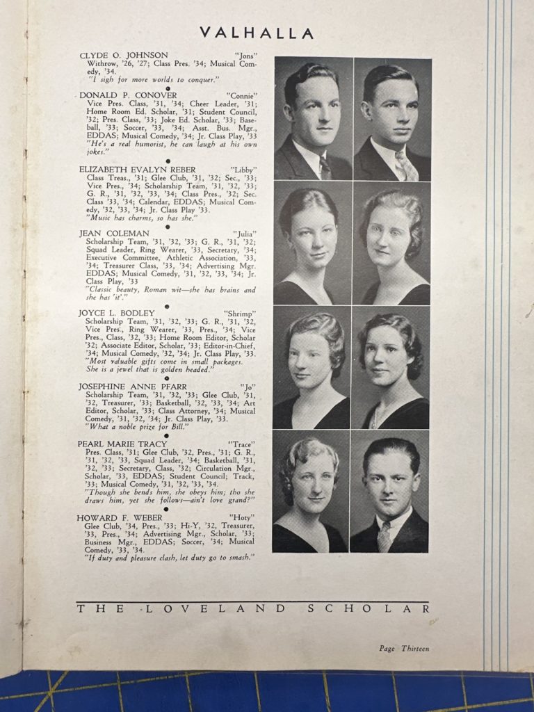 Page from a yearbook from Cincinnati.