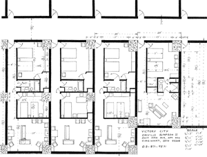 Floor Plan of 1- and 2-Bedroom Apts.